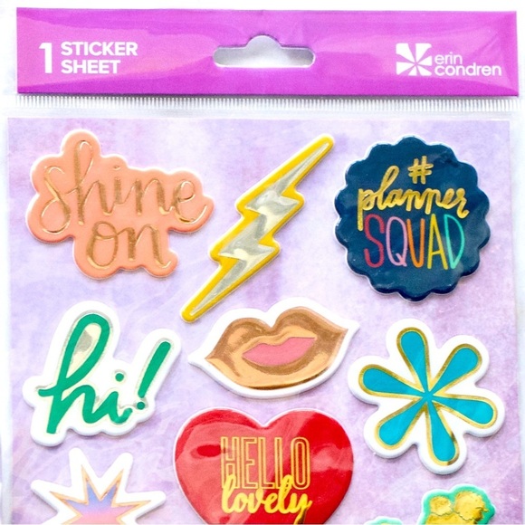 🍁3/$10 Erin Condren Planner Vibes Collection 3D Puffy Sticker Sheet NWT - Picture 2 of 5